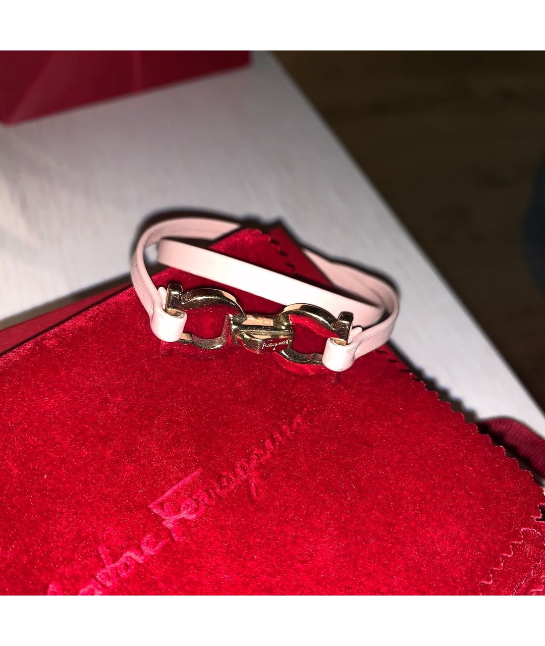 SALVATORE FERRAGAMO Розовый кожаный браслет, фото 3