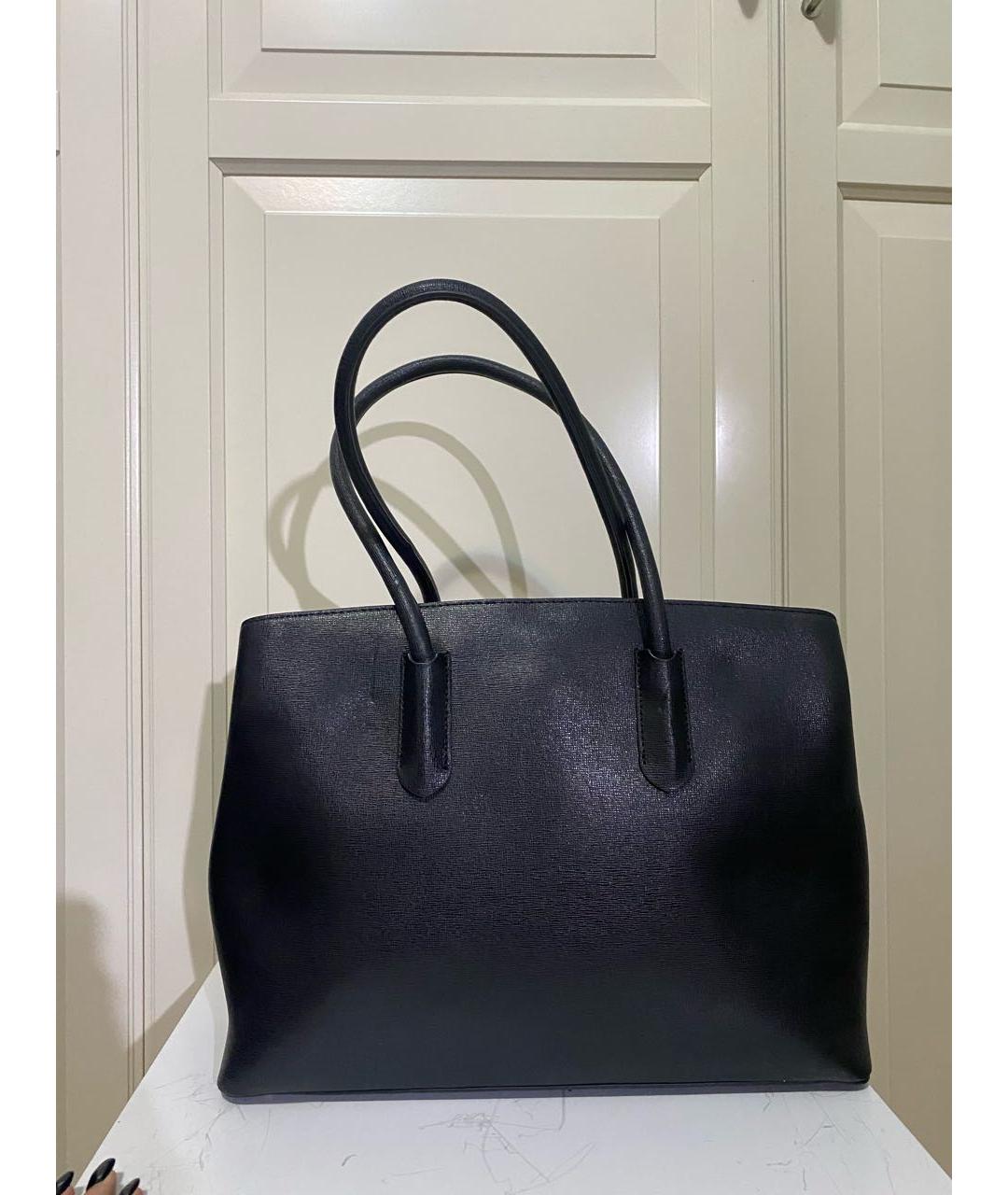 FURLA Черная кожаная сумка тоут, фото 3