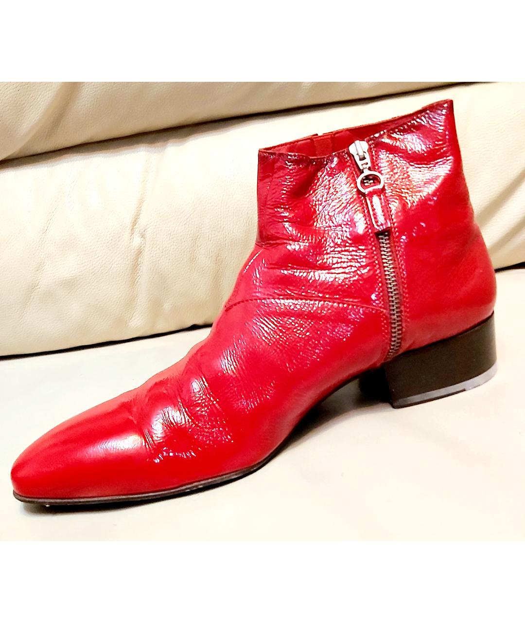 MOSCHINO Красные низкие ботинки из лакированной кожи, фото 7
