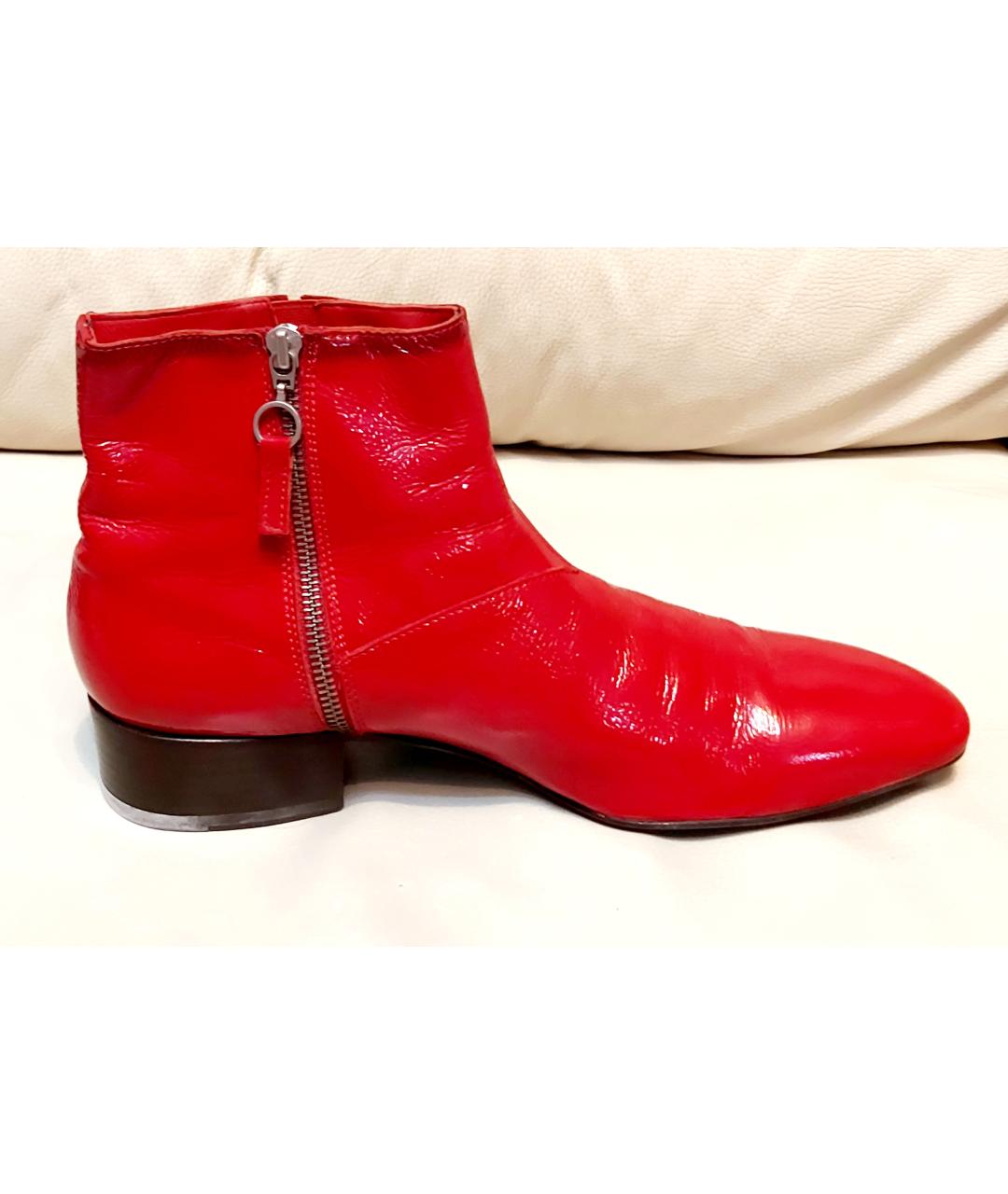 MOSCHINO Красные низкие ботинки из лакированной кожи, фото 8