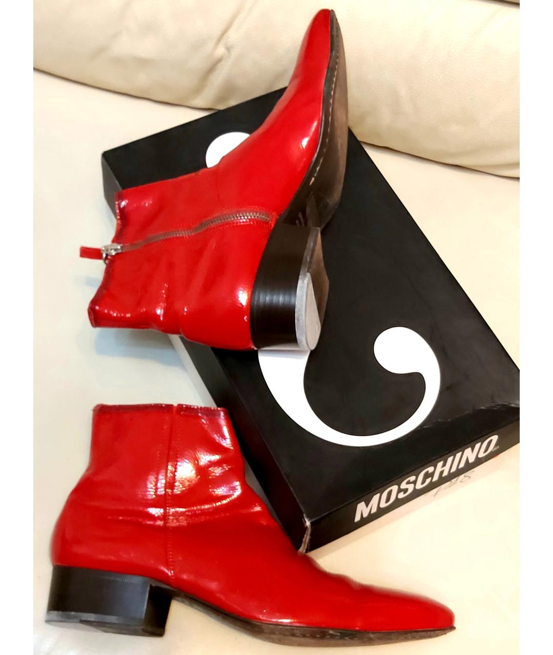MOSCHINO Красные низкие ботинки из лакированной кожи, фото 5