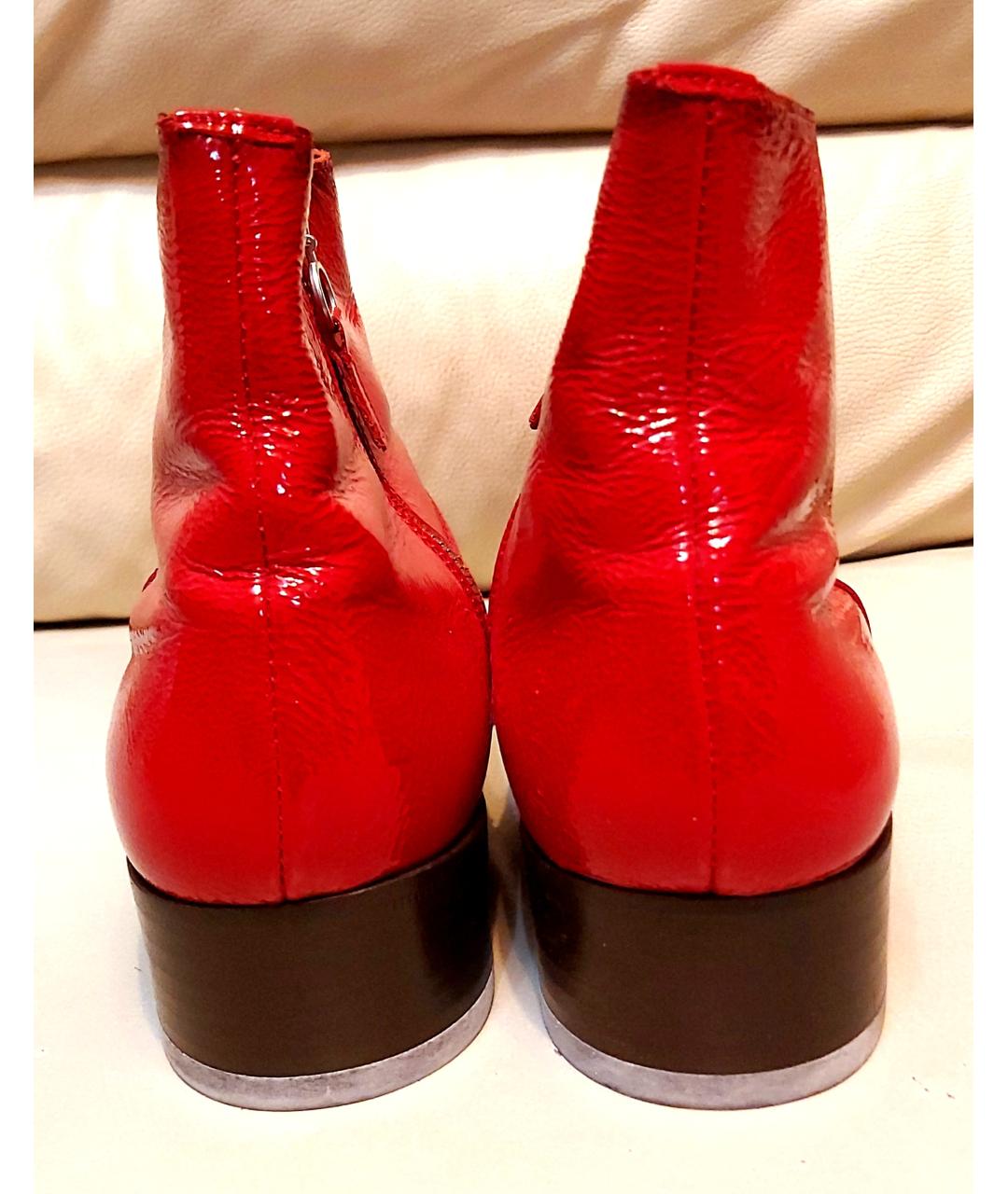 MOSCHINO Красные низкие ботинки из лакированной кожи, фото 4