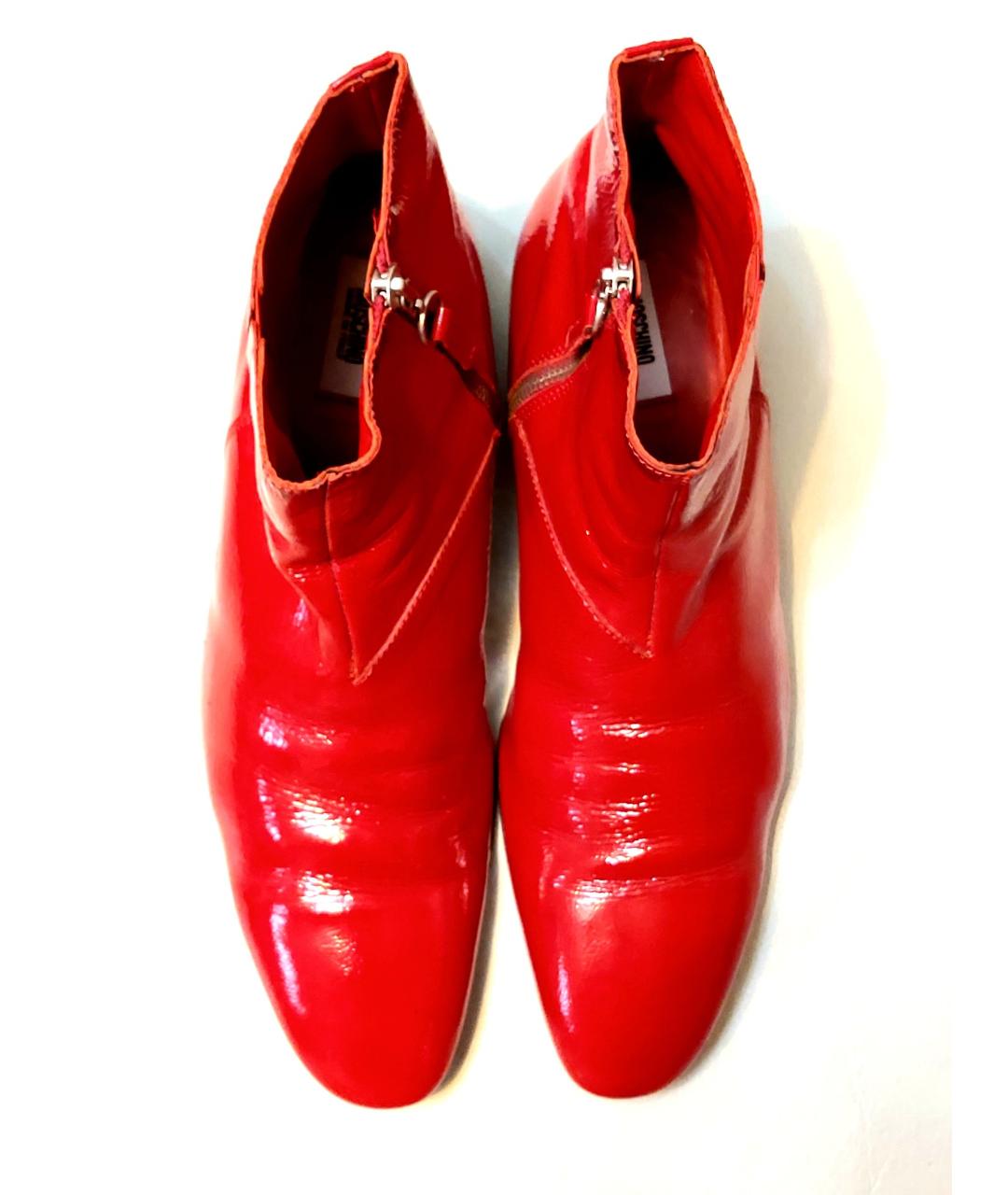 MOSCHINO Красные низкие ботинки из лакированной кожи, фото 2