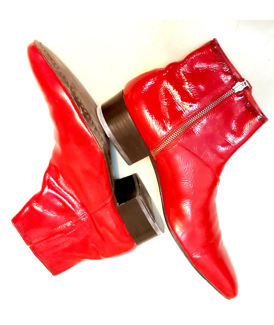 MOSCHINO Красные низкие ботинки из лакированной кожи, фото 6