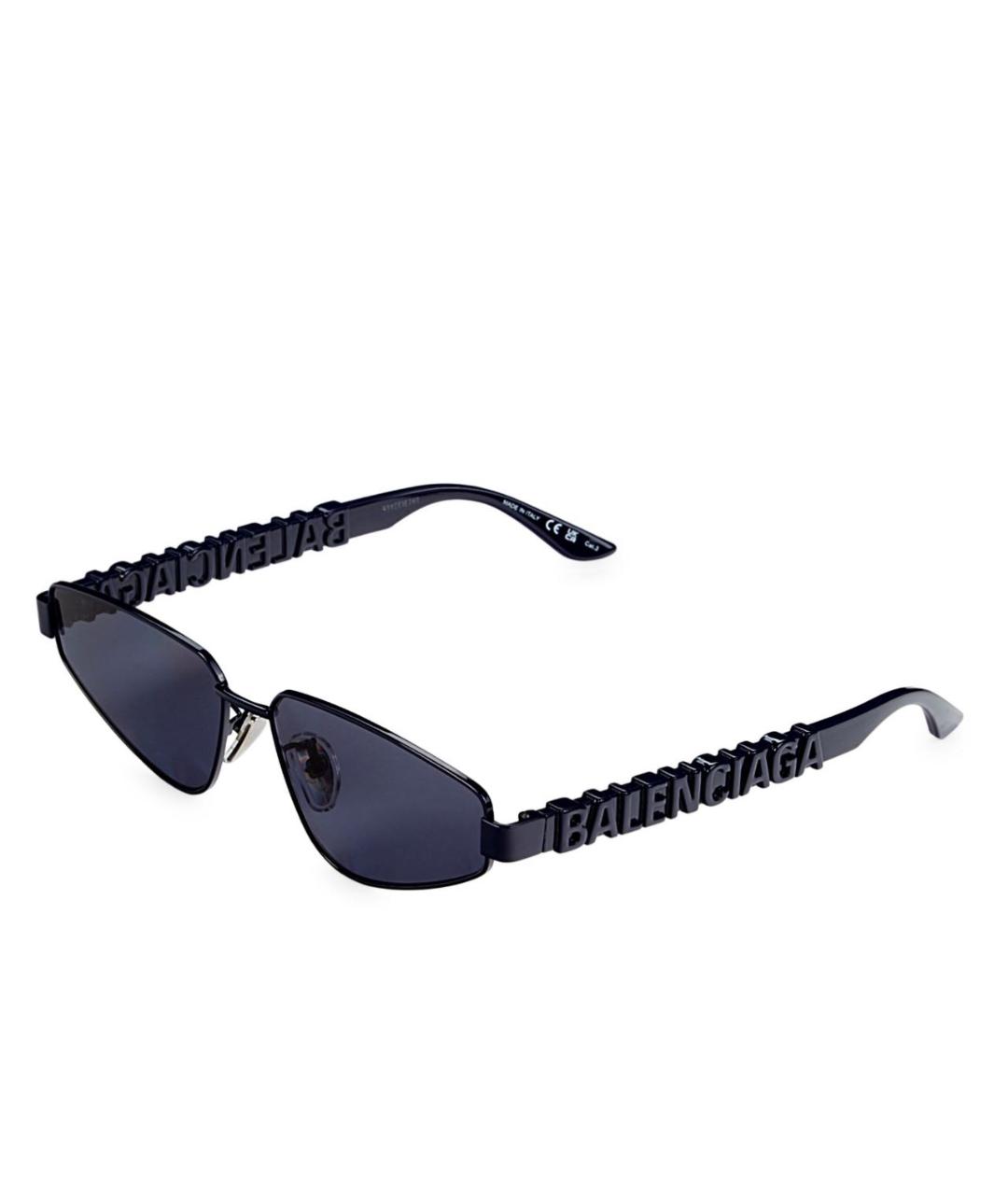 BALENCIAGA Синие металлические солнцезащитные очки, фото 3