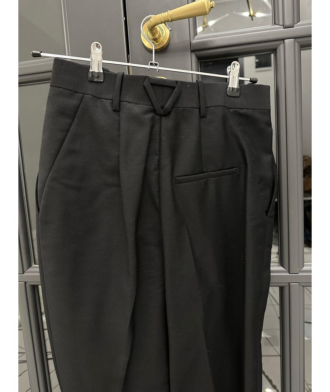 BOTTEGA VENETA Черные шерстяные прямые брюки, фото 3
