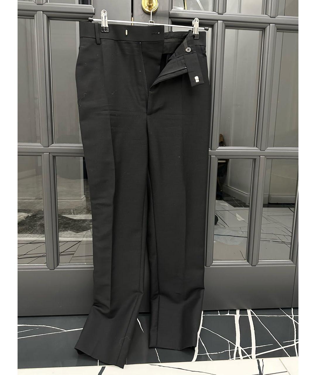 BOTTEGA VENETA Черные шерстяные прямые брюки, фото 2