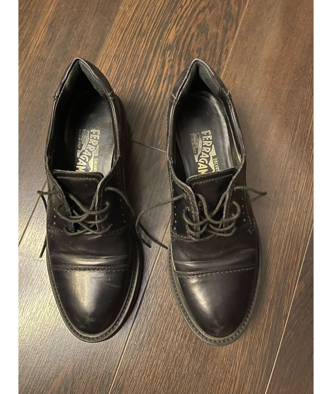 FERRAGAMO Черные кожаные ботинки, фото 2
