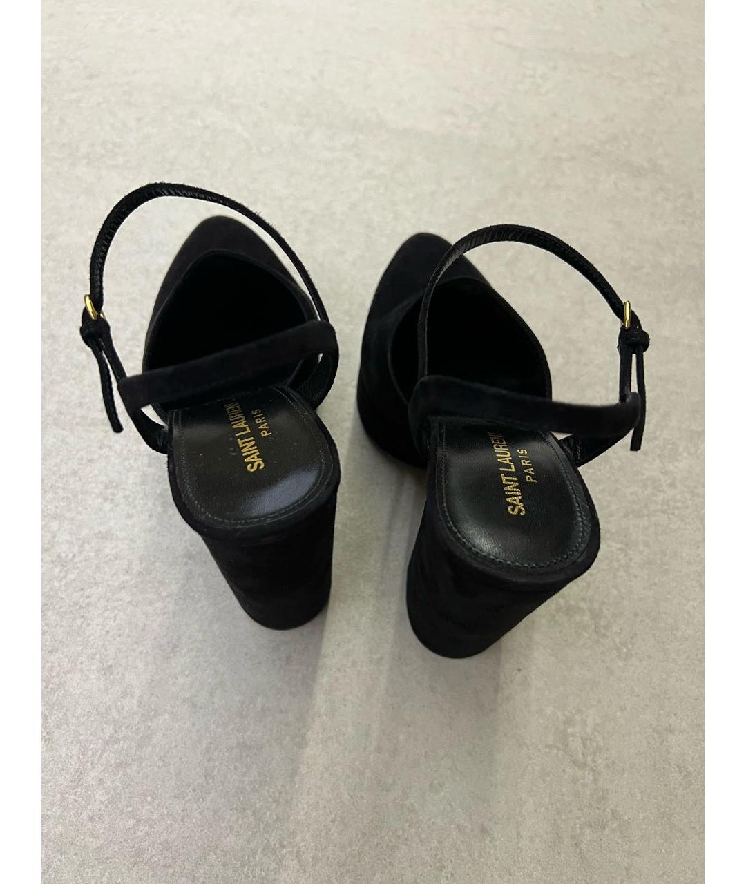 SAINT LAURENT Черные замшевые туфли, фото 3