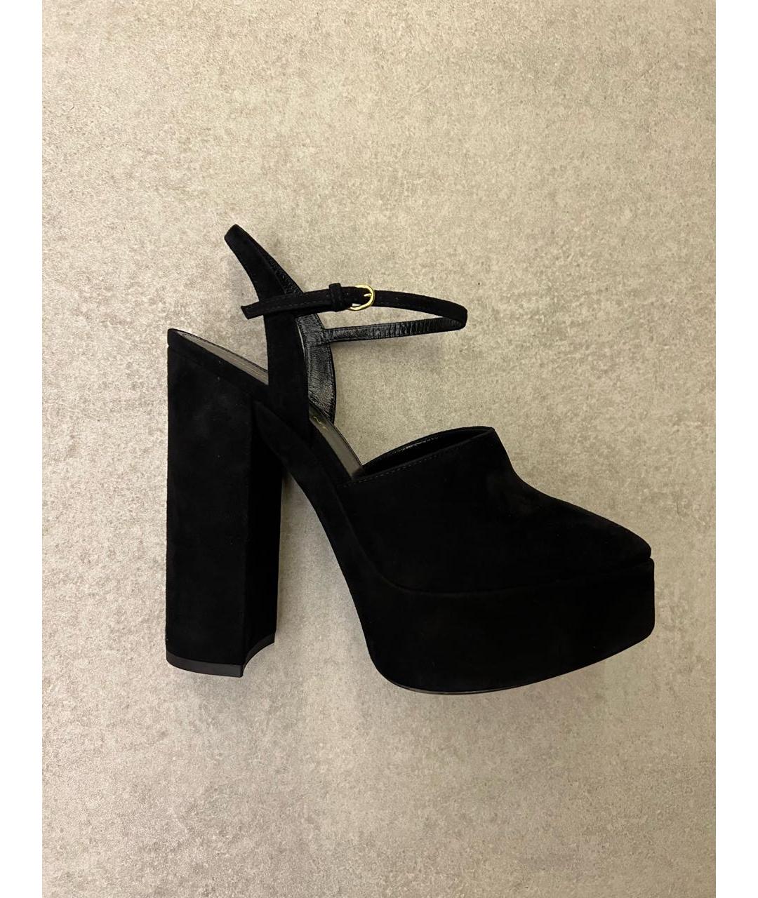 SAINT LAURENT Черные замшевые туфли, фото 5