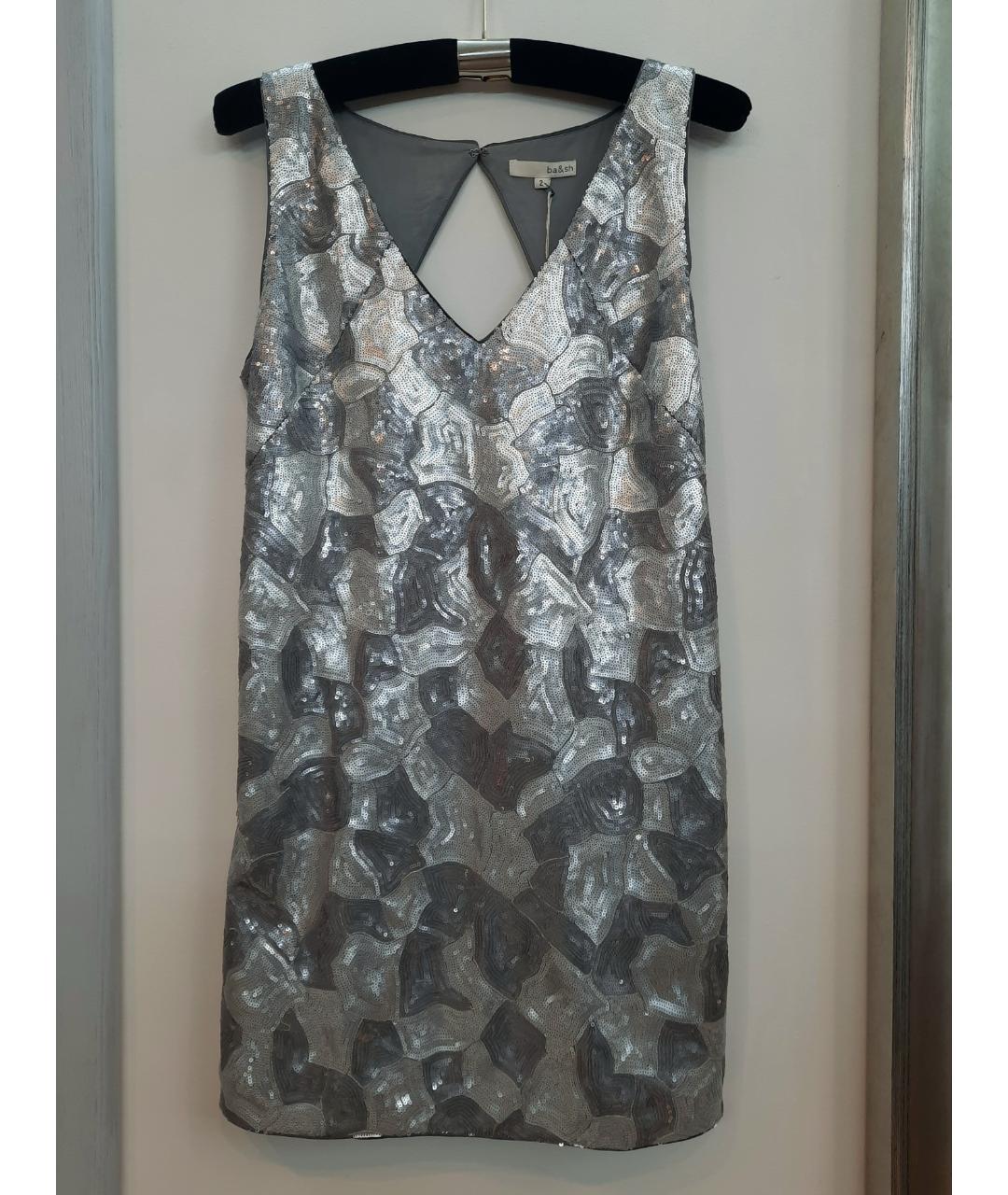 BA&SH Серебряное полиэстеровое коктейльное платье, фото 9