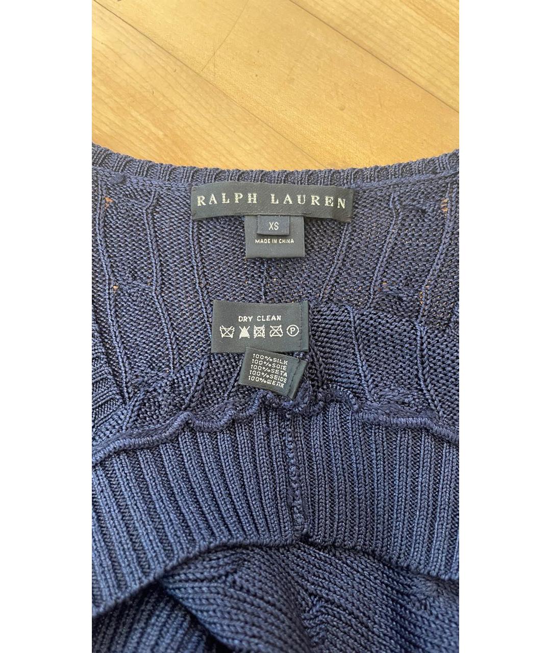 RALPH LAUREN Темно-синий шелковый джемпер / свитер, фото 3