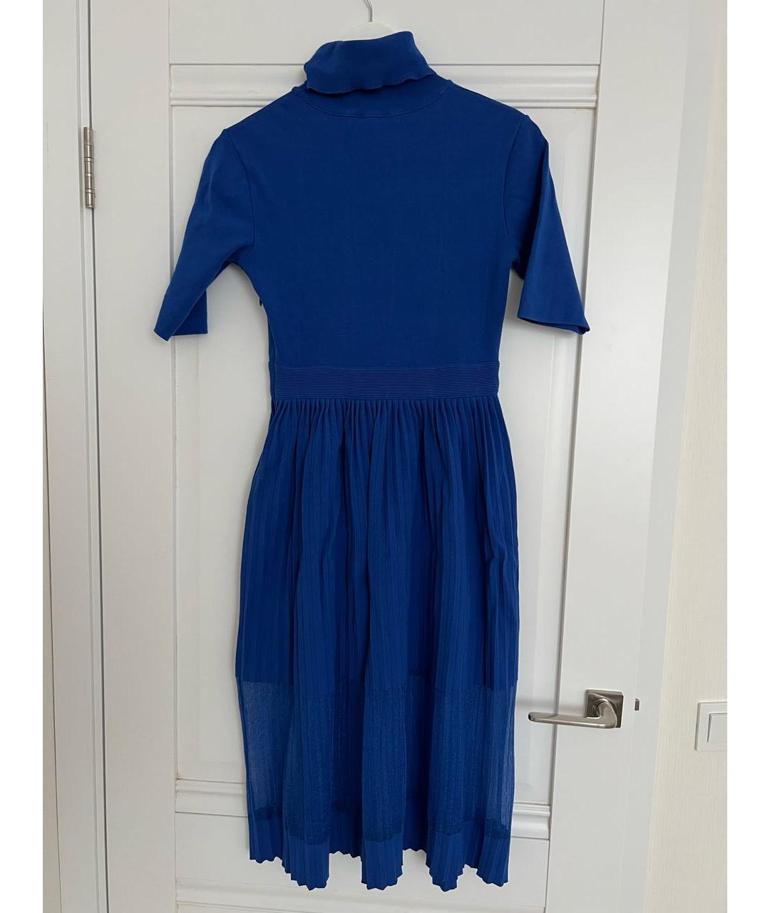ELISABETTA FRANCHI Синее вискозное коктейльное платье, фото 2