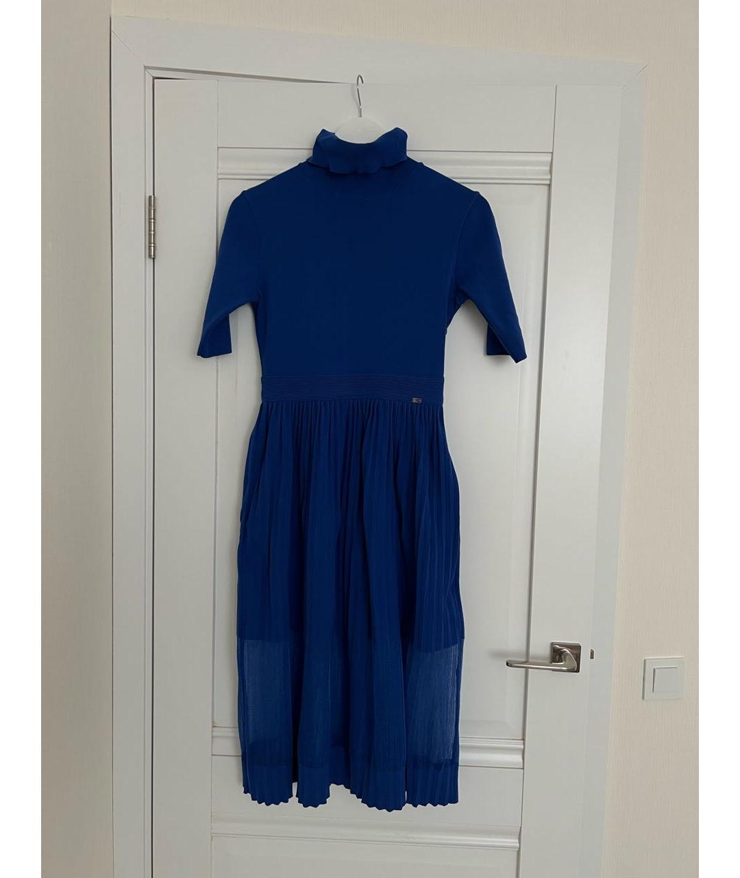 ELISABETTA FRANCHI Синее вискозное коктейльное платье, фото 9