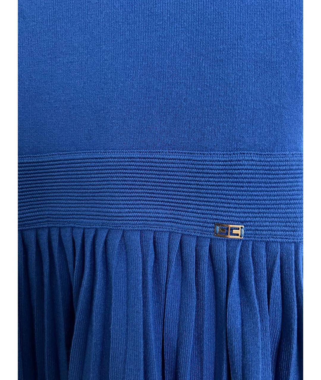 ELISABETTA FRANCHI Синее вискозное коктейльное платье, фото 4