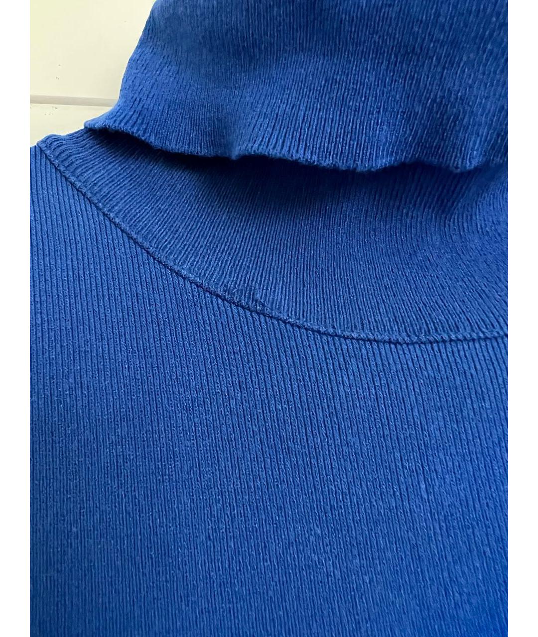 ELISABETTA FRANCHI Синее вискозное коктейльное платье, фото 8