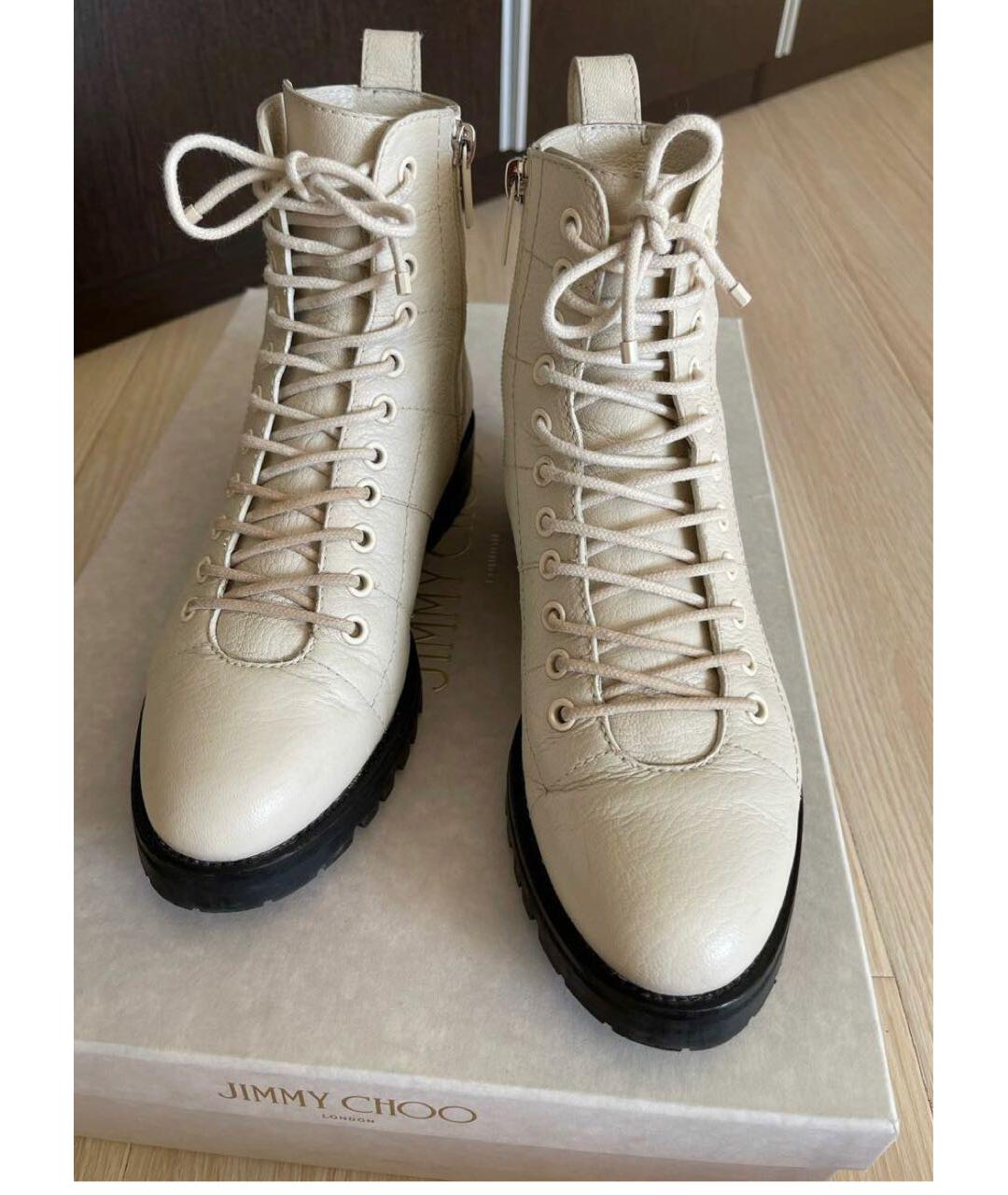 JIMMY CHOO Бежевые кожаные ботинки, фото 2