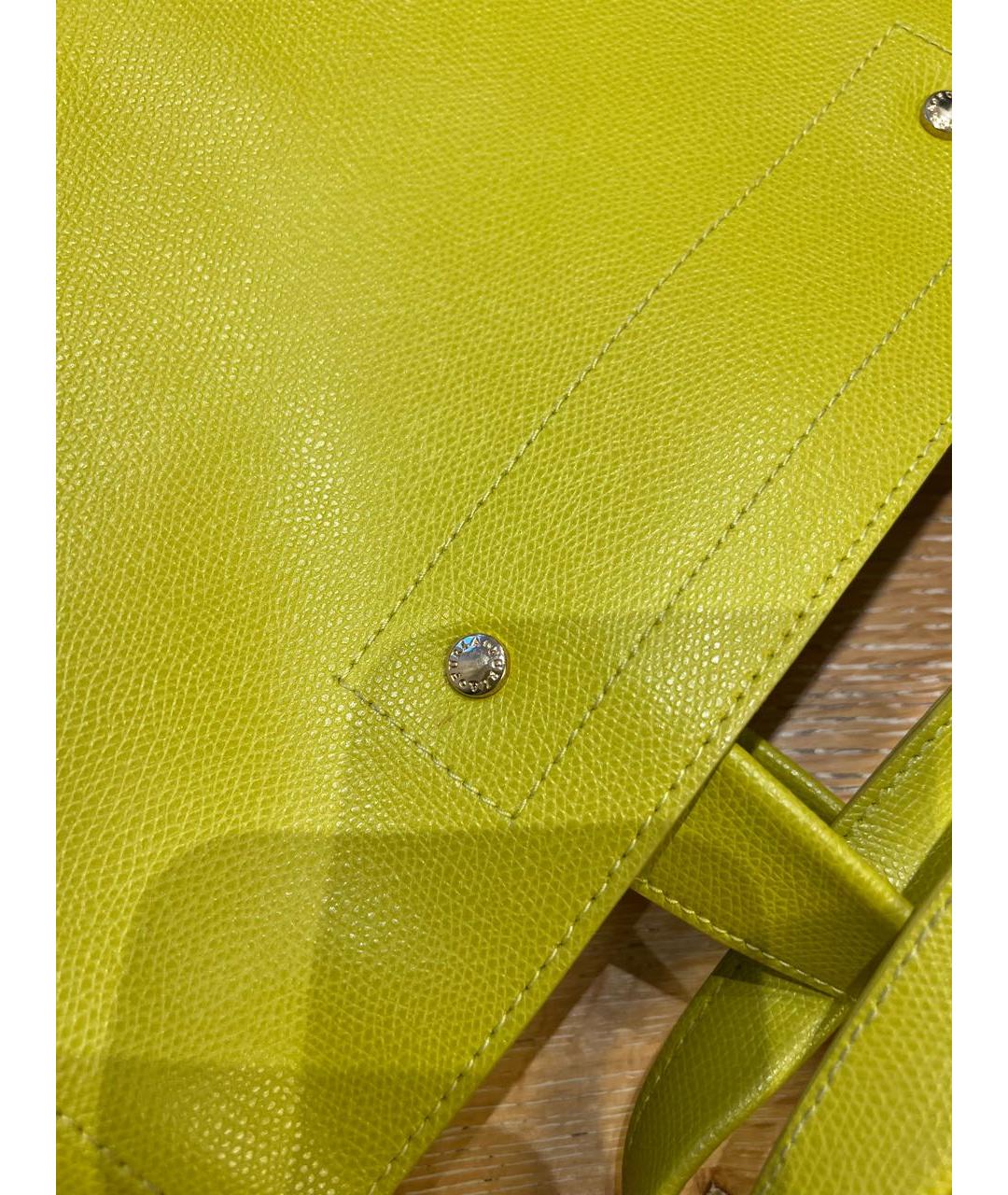 FURLA Желтая кожаная сумка с короткими ручками, фото 7