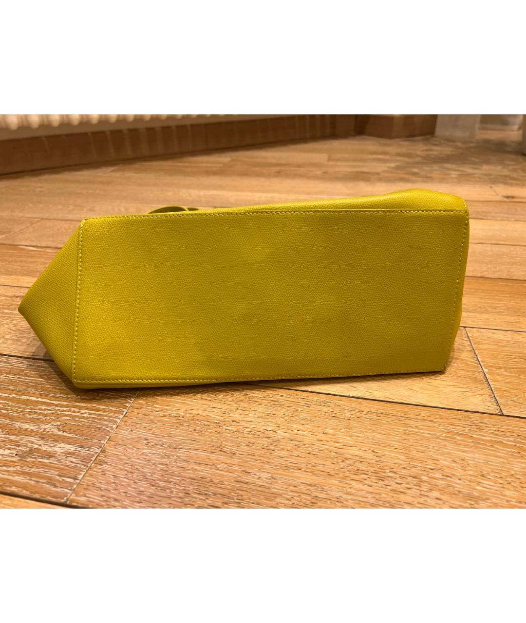 FURLA Желтая кожаная сумка с короткими ручками, фото 8