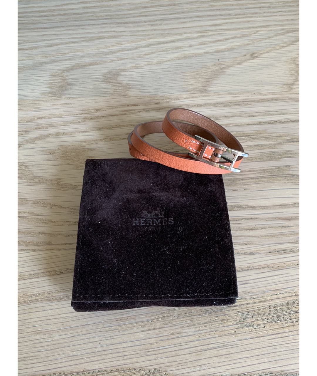 HERMES PRE-OWNED Оранжевый кожаный браслет, фото 2