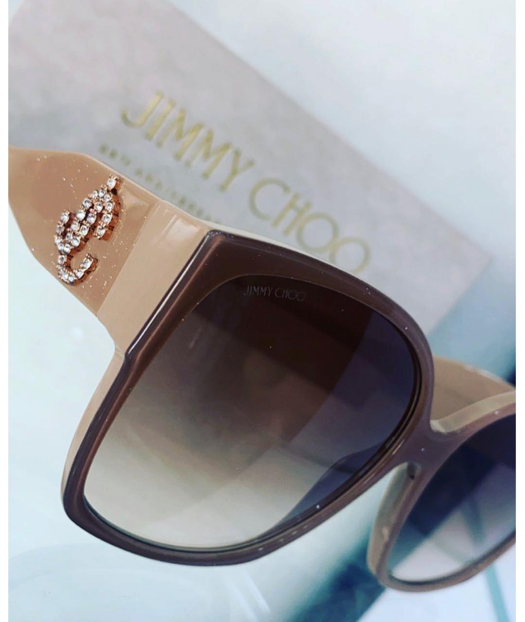 JIMMY CHOO Бежевые пластиковые солнцезащитные очки, фото 2