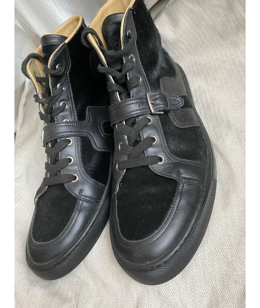 HERMES PRE-OWNED Черные кожаные высокие кроссовки / кеды, фото 3