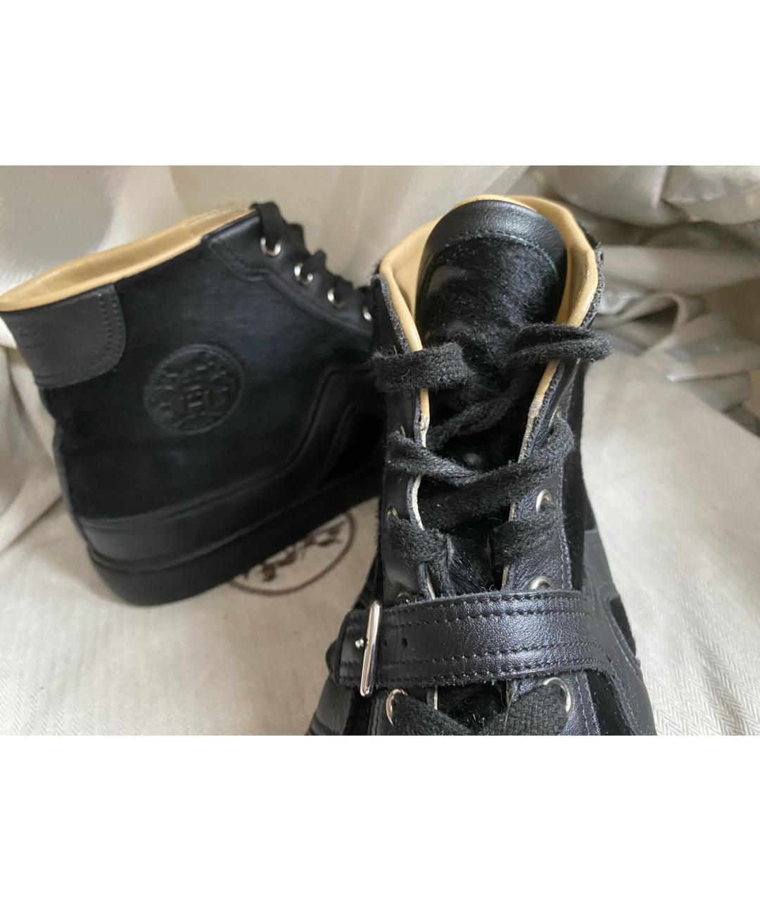 HERMES PRE-OWNED Черные кожаные высокие кроссовки / кеды, фото 5