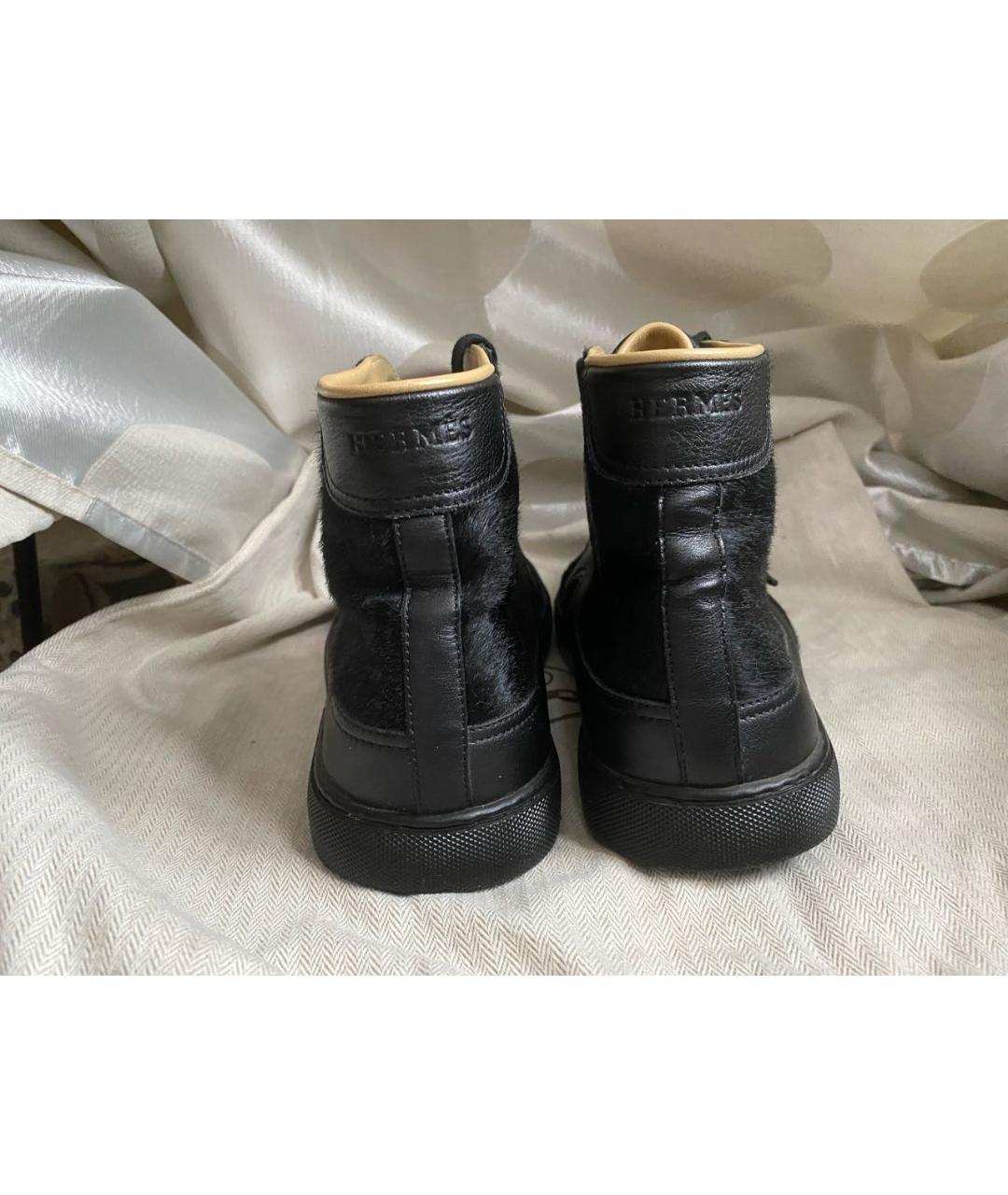 HERMES PRE-OWNED Черные кожаные высокие кроссовки / кеды, фото 4