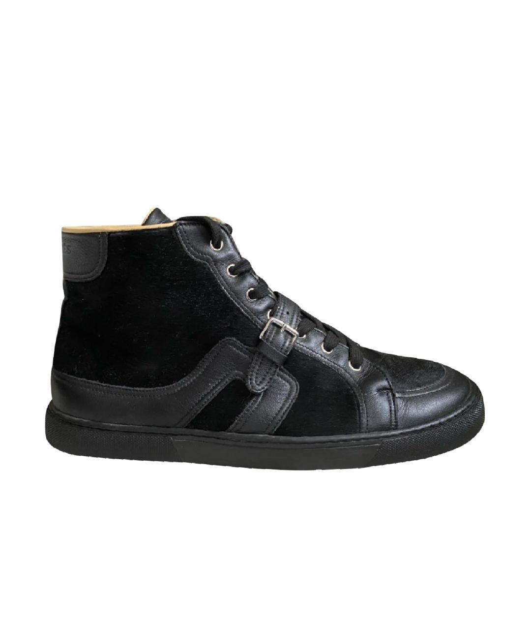 HERMES PRE-OWNED Черные кожаные высокие кроссовки / кеды, фото 1