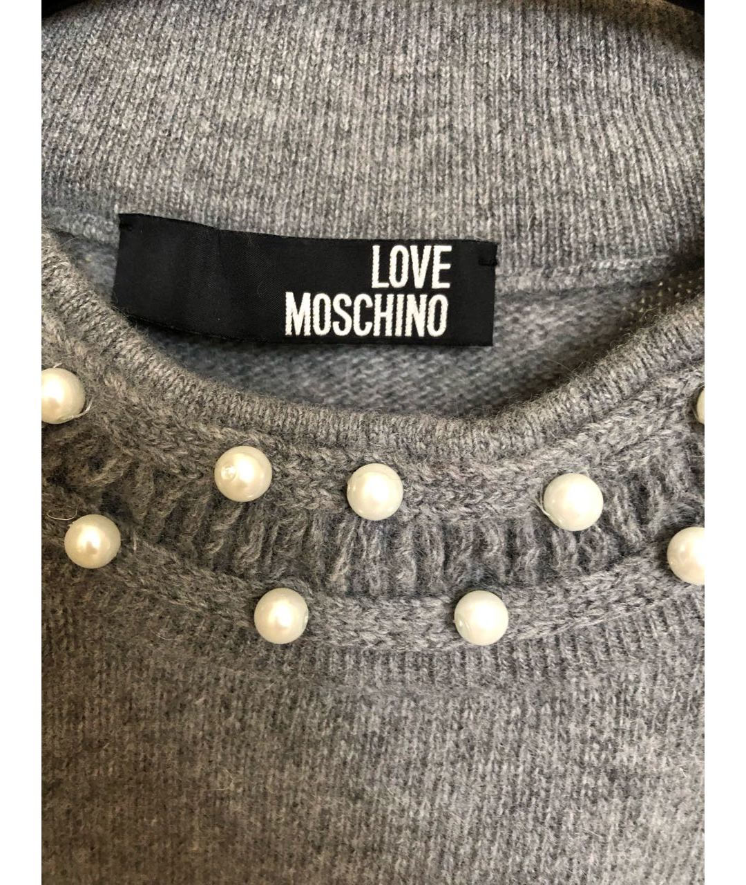 LOVE MOSCHINO Серый шерстяной джемпер / свитер, фото 3