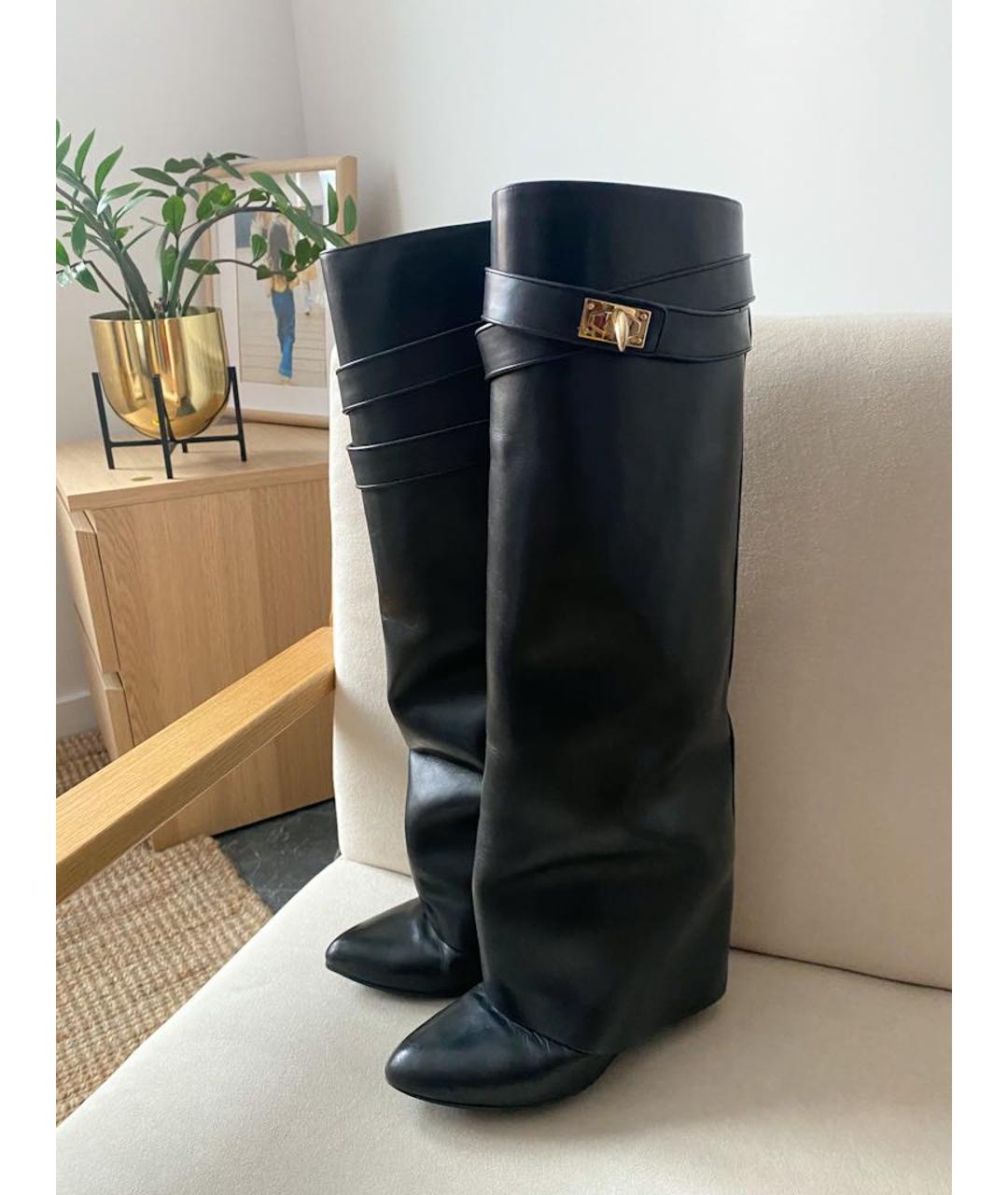 GIVENCHY Черные кожаные сапоги, фото 2