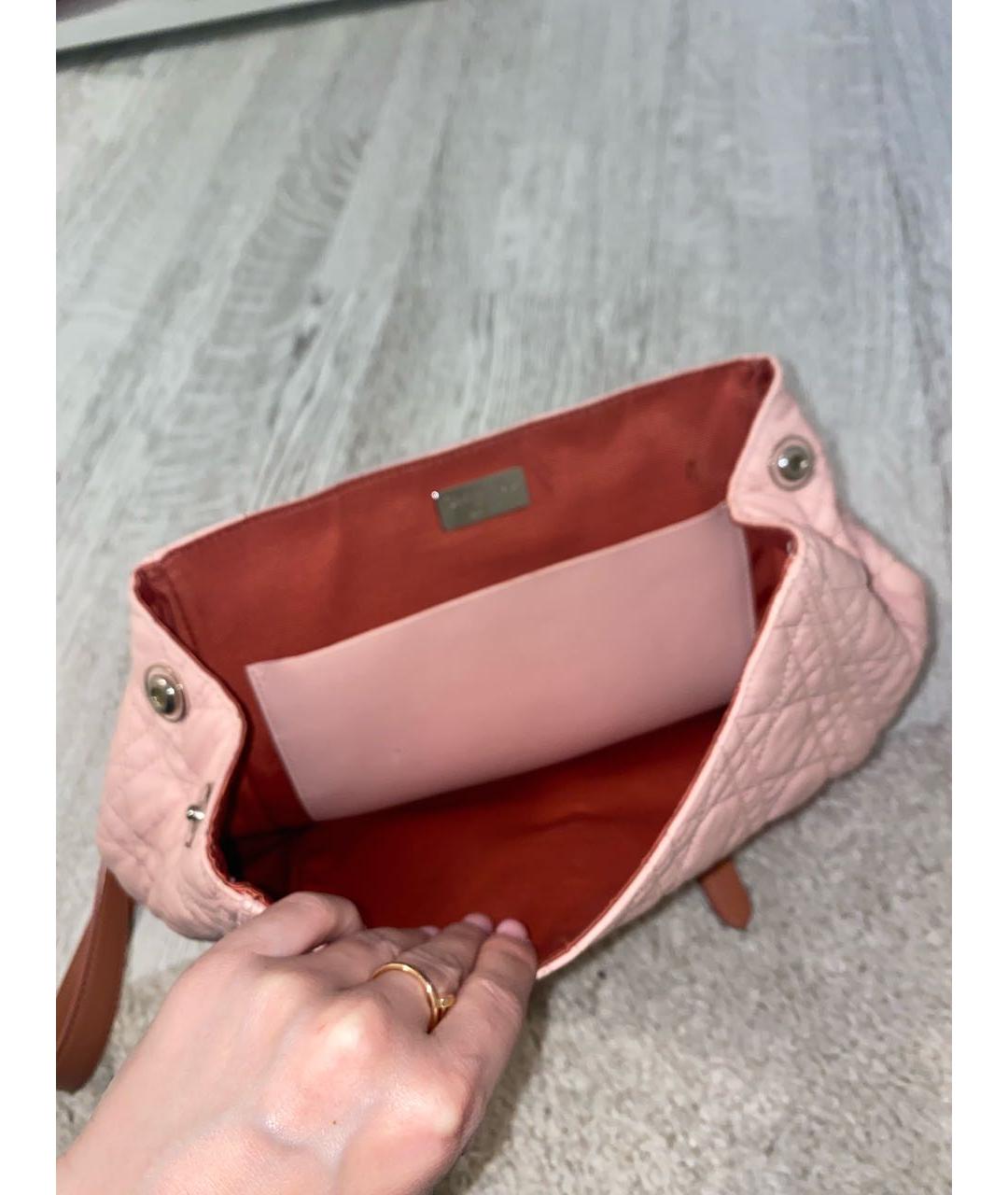 CHRISTIAN DIOR Розовый кожаный рюкзак, фото 4