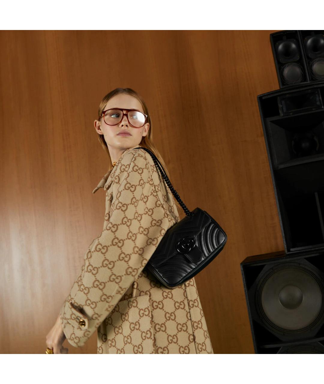 GUCCI Черная кожаная сумка через плечо, фото 7