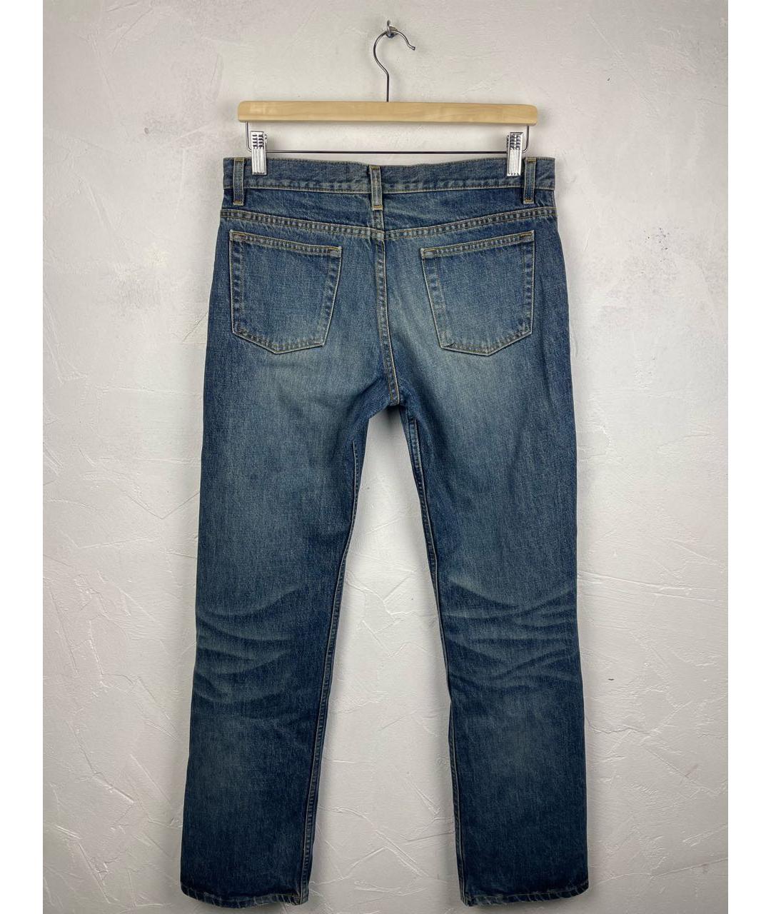 HELMUT LANG Синие хлопковые прямые джинсы, фото 2