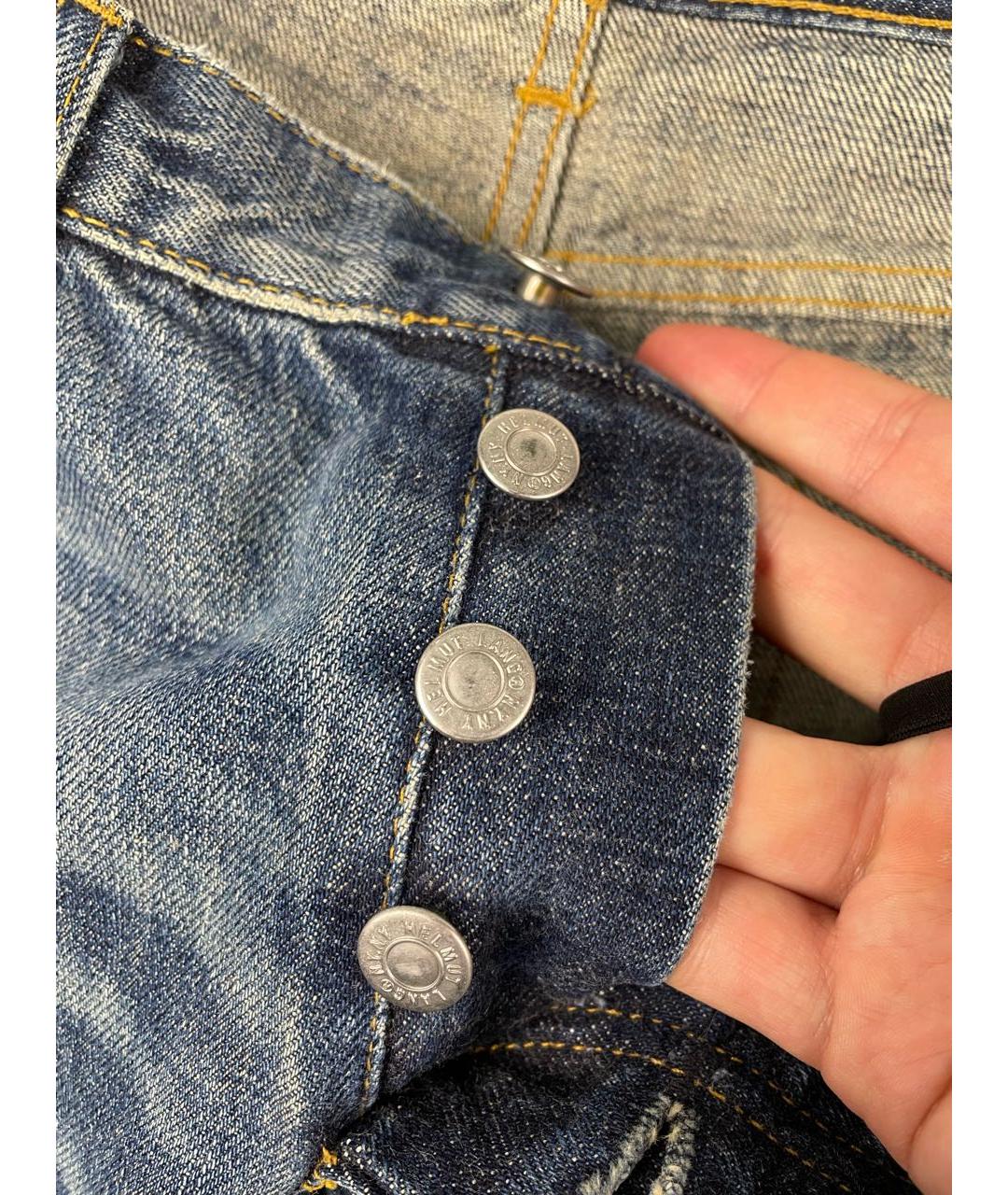 HELMUT LANG Синие хлопковые прямые джинсы, фото 6