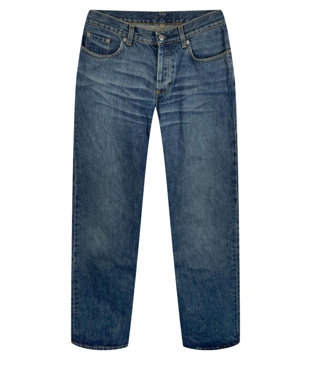 HELMUT LANG Синие хлопковые прямые джинсы, фото 1
