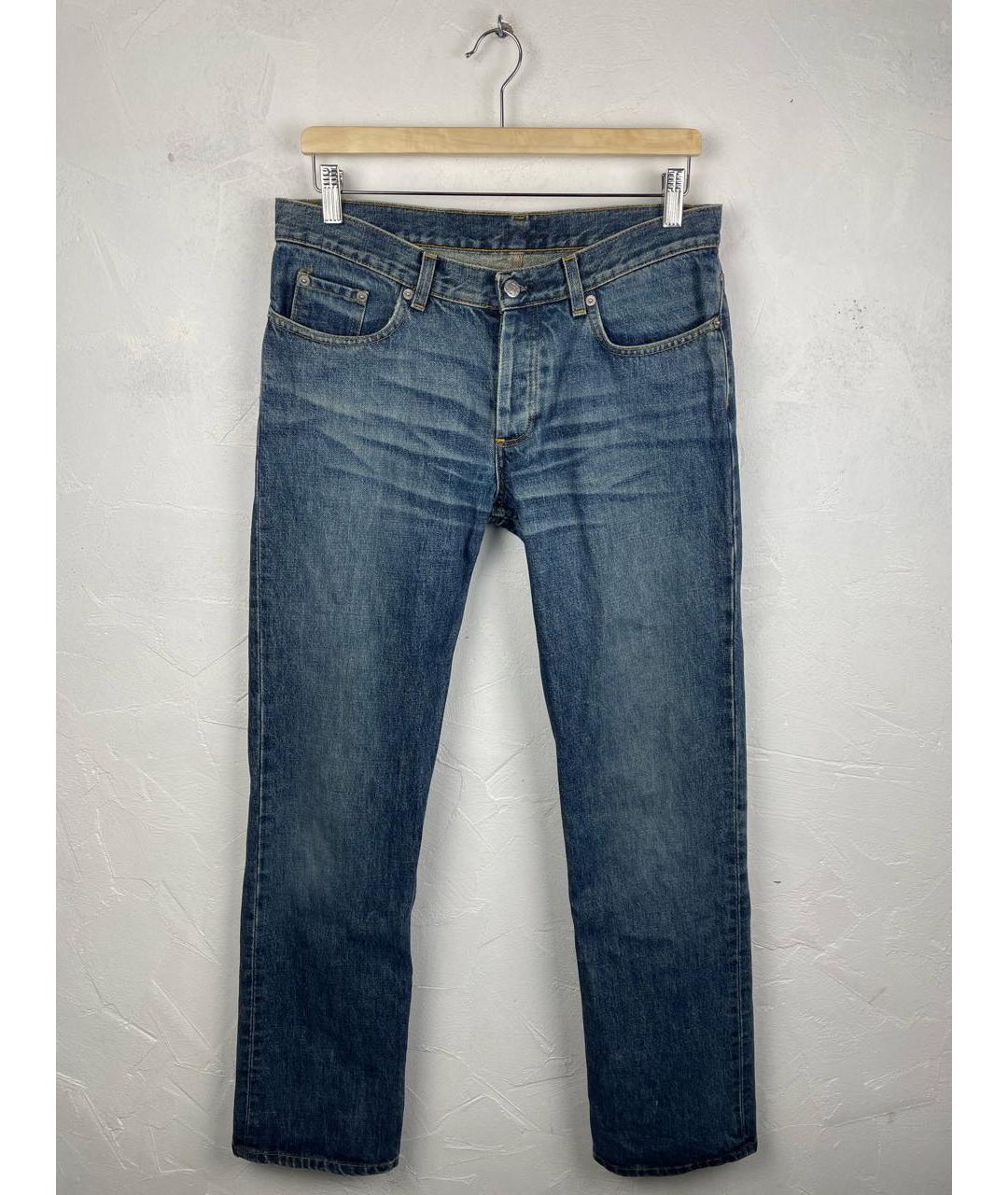 HELMUT LANG Синие хлопковые прямые джинсы, фото 9