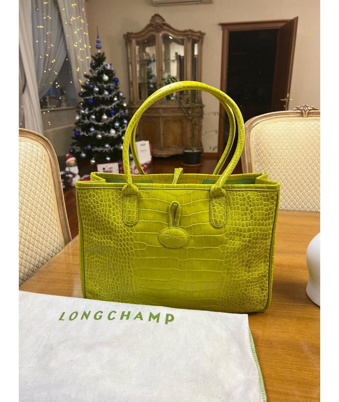 LONGCHAMP Горчичная кожаная сумка тоут, фото 6