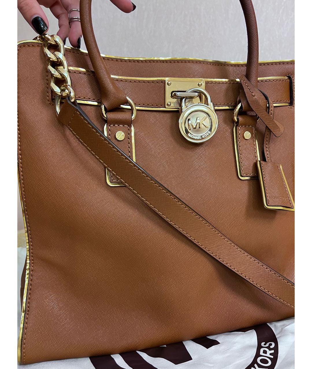 MICHAEL KORS Коричневая кожаная сумка тоут, фото 3