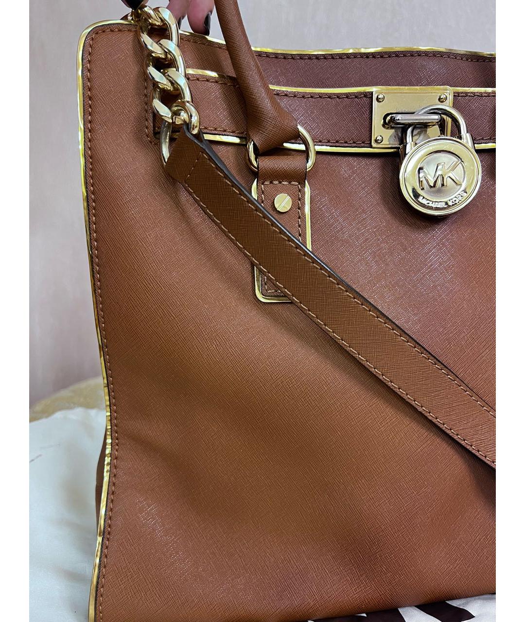 MICHAEL KORS Коричневая кожаная сумка тоут, фото 2