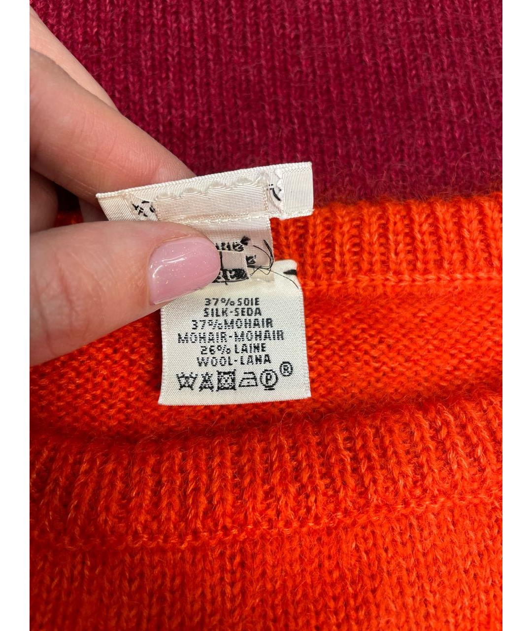 HERMES PRE-OWNED Оранжевый шерстяной джемпер / свитер, фото 4