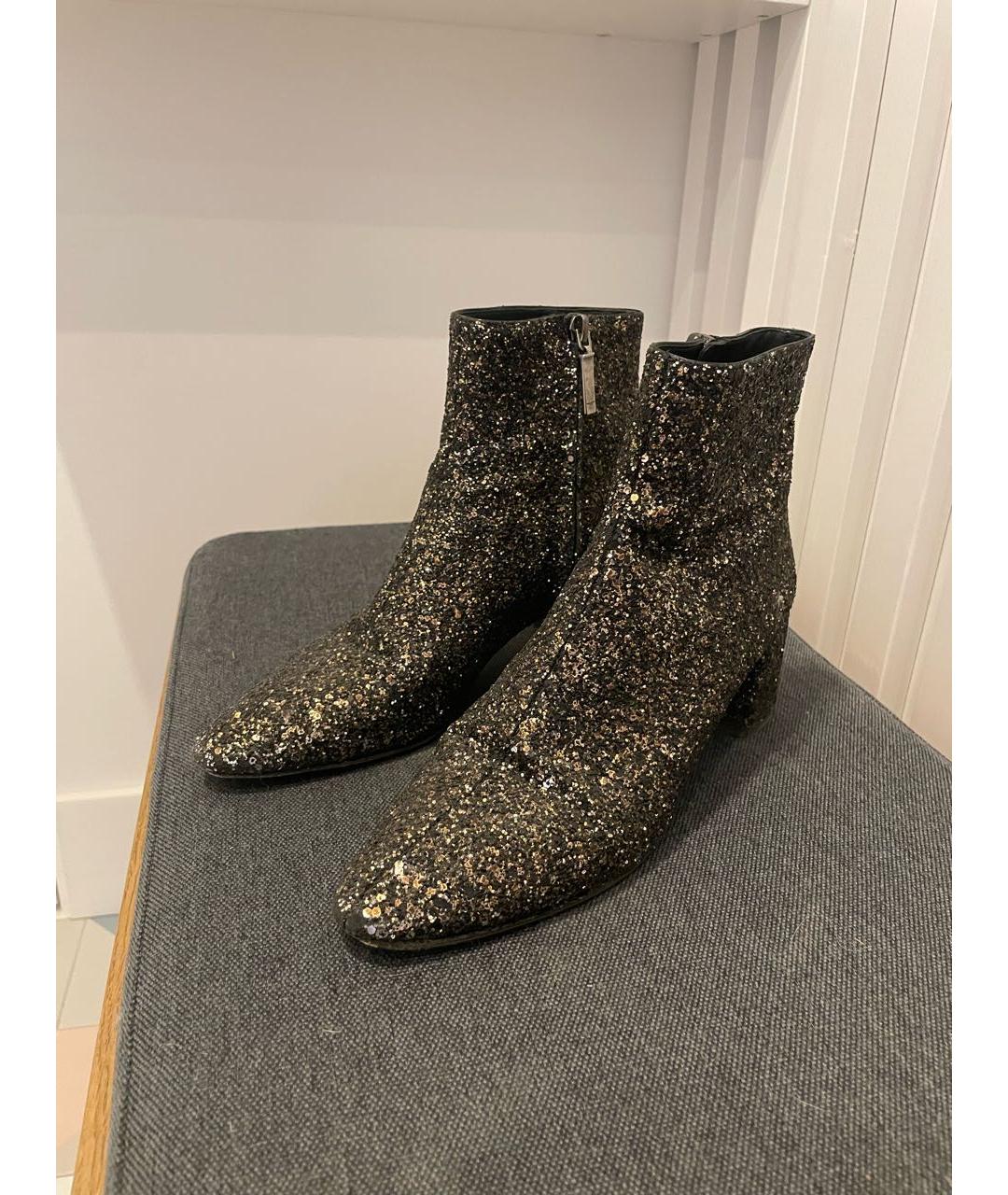 SAINT LAURENT Коричневые кожаные полусапоги, фото 3
