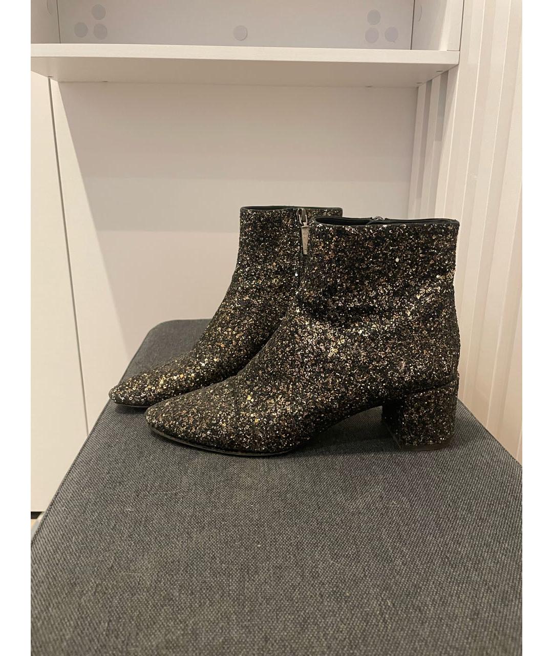 SAINT LAURENT Коричневые кожаные полусапоги, фото 6
