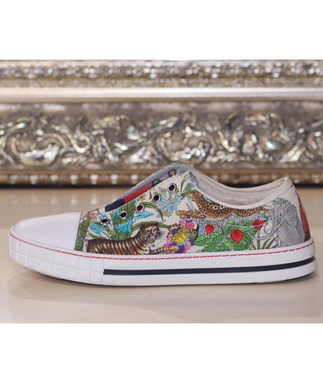 GUCCI Белые текстильные кеды, фото 3