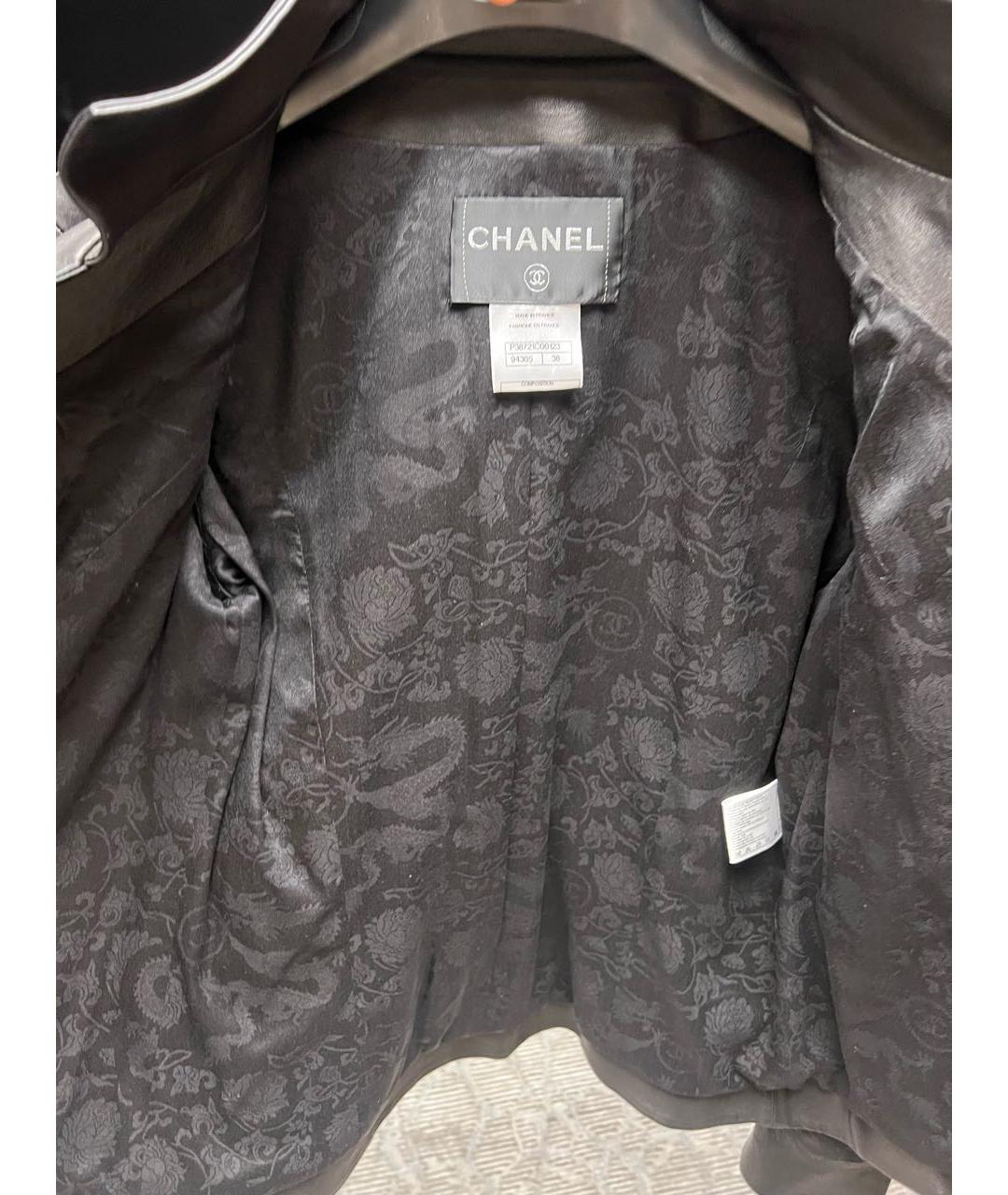 CHANEL PRE-OWNED Черный кожаный жакет/пиджак, фото 4