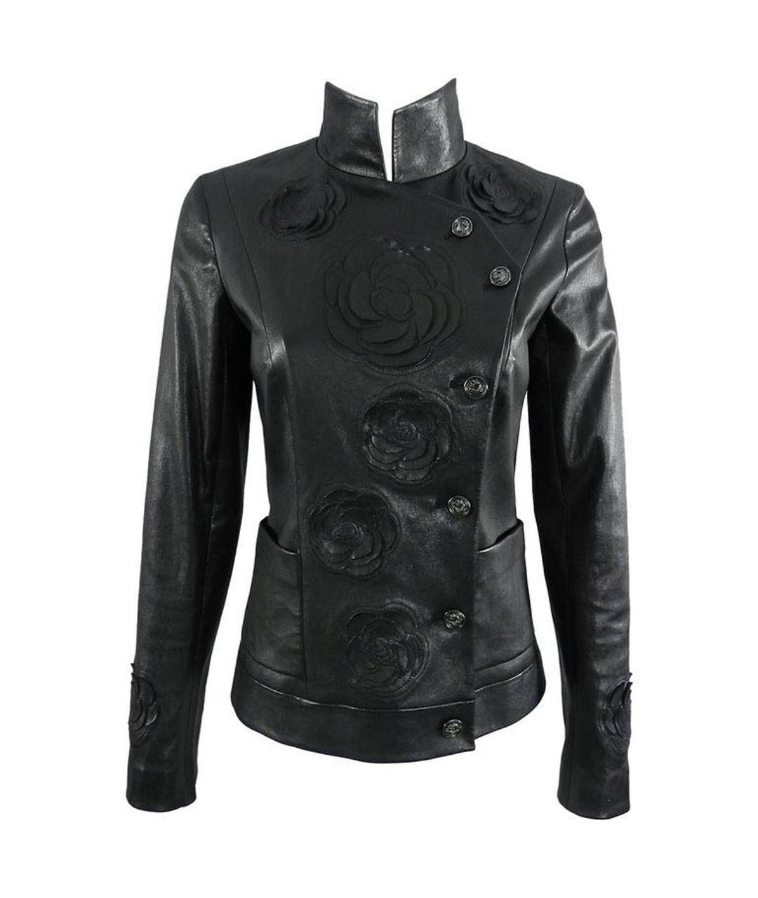 CHANEL PRE-OWNED Черный кожаный жакет/пиджак, фото 1