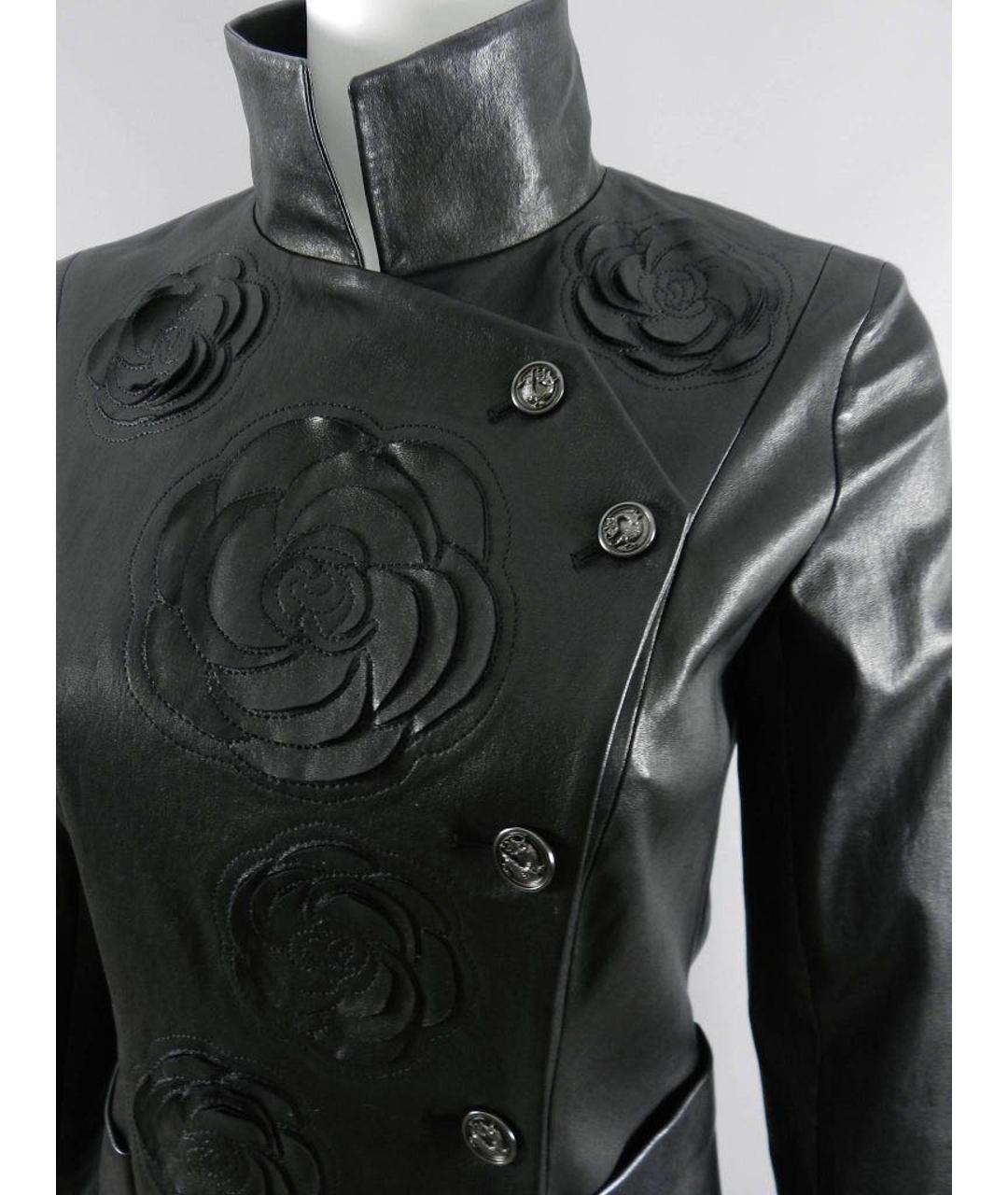 CHANEL PRE-OWNED Черный кожаный жакет/пиджак, фото 8