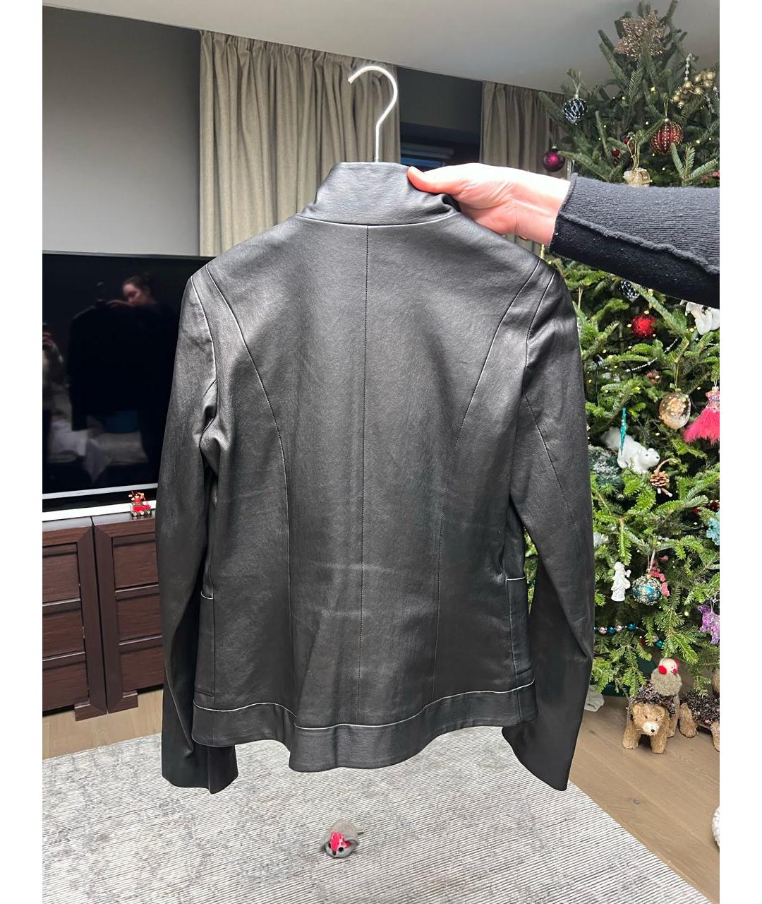 CHANEL PRE-OWNED Черный кожаный жакет/пиджак, фото 2