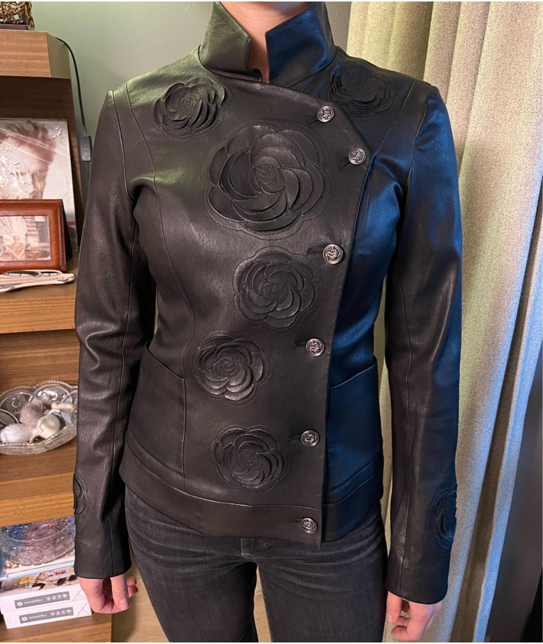CHANEL PRE-OWNED Черный кожаный жакет/пиджак, фото 6