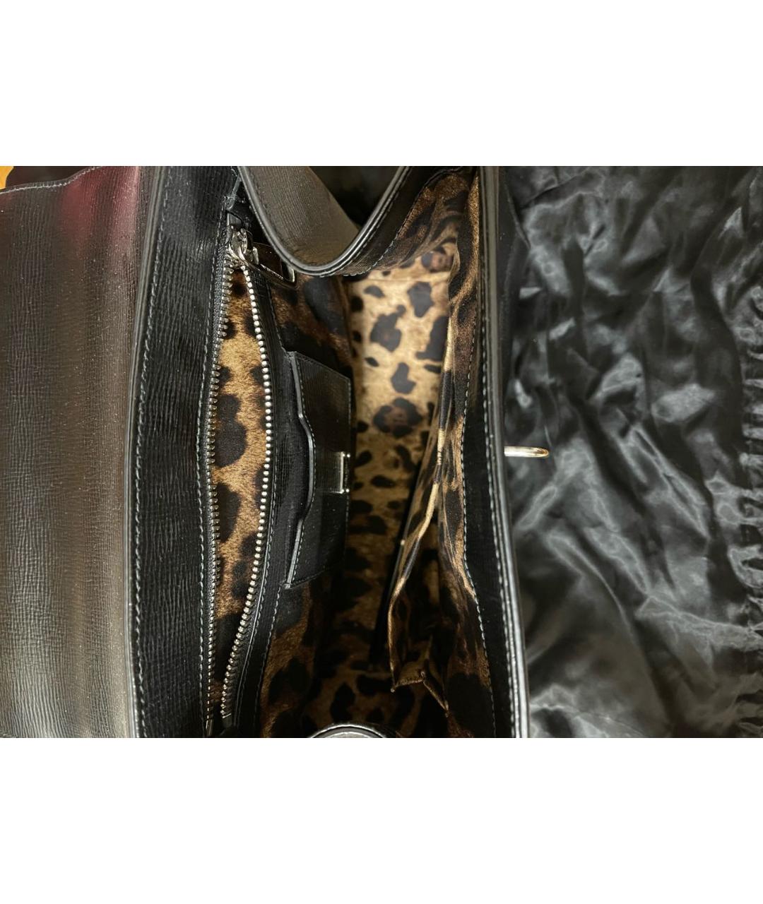 DOLCE&GABBANA Черная кожаная сумка с короткими ручками, фото 3